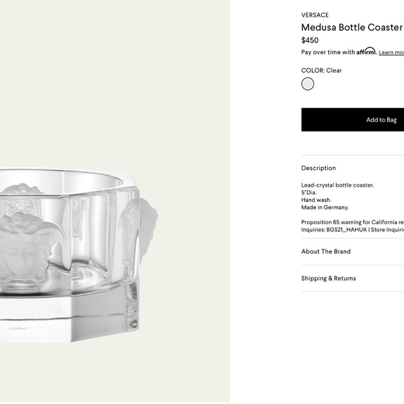 Versace x Rosenthal Medusa Lumiere Clear Crystal Bottle Coaster - Picture 14 of 14